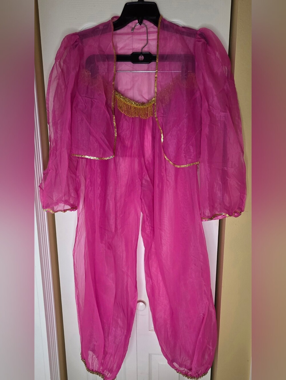 Halloween Pink/Gold 2 Pc Genie Costume Complete With Sequined Hat